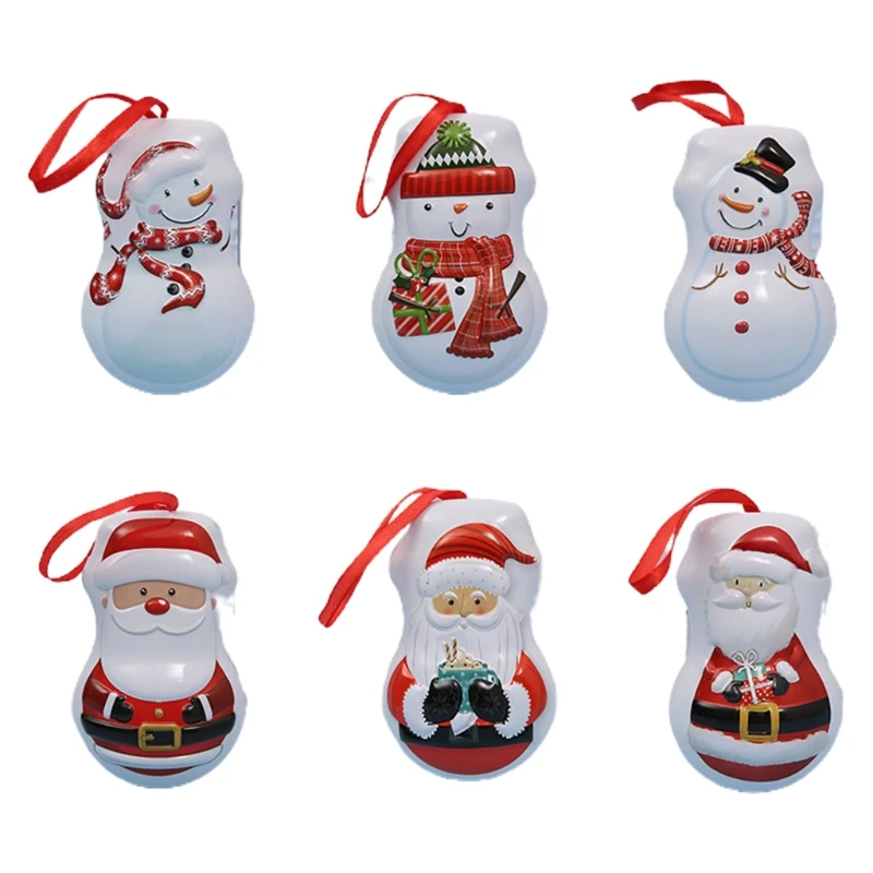 

Mini Portable Candy Box Cute Christmas Packaging Iron Box Party Holiday Children Gifts Storage Container Xmas Tree Decorations