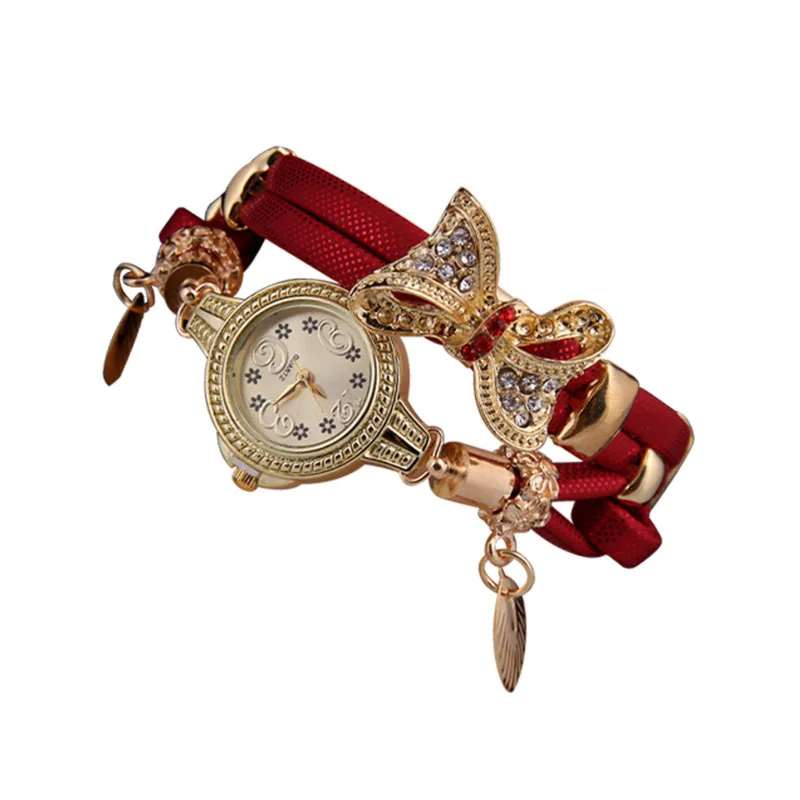 

Женские кварцевые часы с ремешком и бантом, модные персонализированные повседневные и изысканные кварцевые часы для женщин