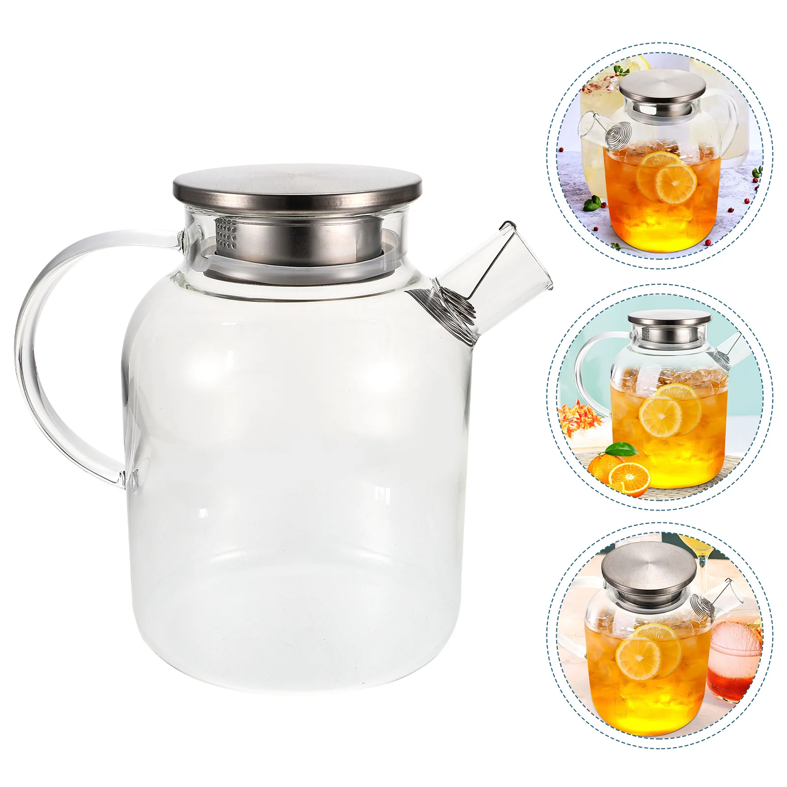 

Pitcher Glass Teajugbeverage Kettle Cold Teapot Container Dispenser Icedfridge Hot Lid Drink Ice Containers Pot Large Jarheat
