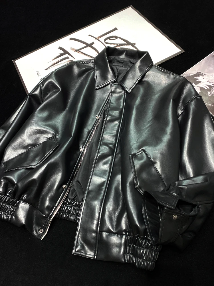 

FTLZZ Новинка весна осень женская уличная куртка с отложным воротником из искусственной кожи женская модная повседневная свободная байкерская куртка из искусственной кожи