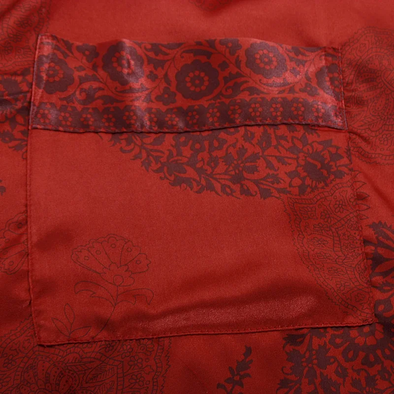 Men's Pajama Set Mens Sleepwear Red Satin Silk Pajamas for Couples Nightwear Pjs Dropshipping