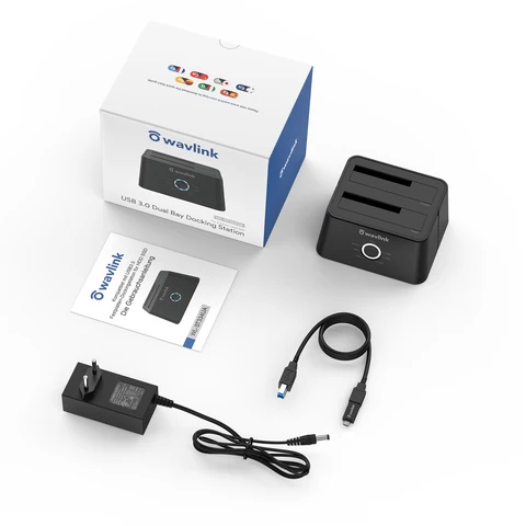 Wavlink Высокоскоростной USB 3,0 для SATA Dual Bay внешний жесткий диск Док-станция 5 Гбит/с для 2,5/3,5 "SSD HDD Быстрый автономный клон