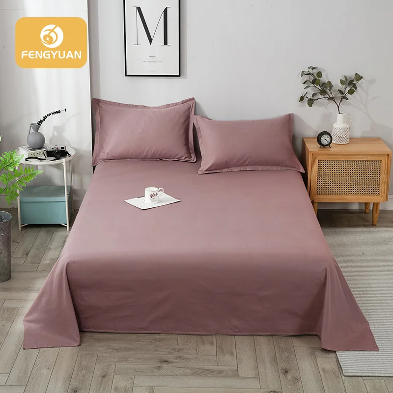 

Bedding Sheet Home textile Printing Solid Color Flat Sheets Combed Cotton Bed Sheet Bedding Linen for King Queen Size