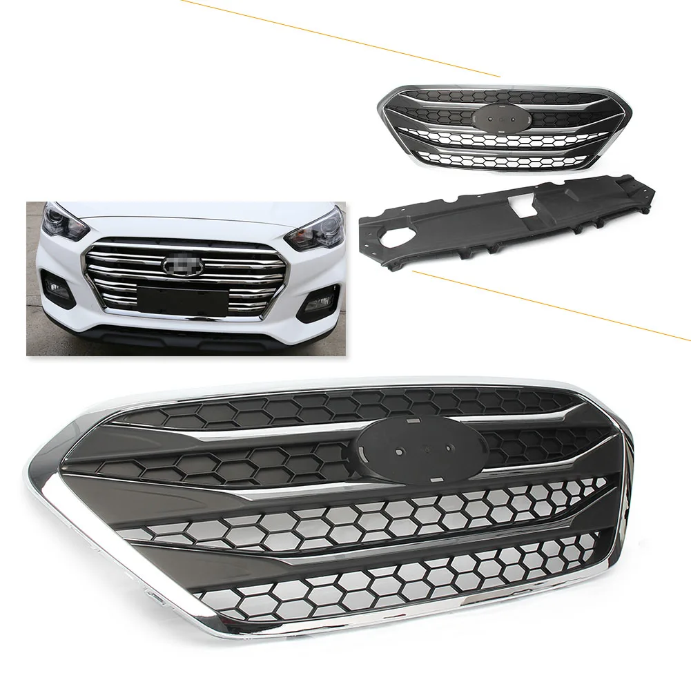 Передняя решетка радиатора для Hyundai ix35 Tucson 2013 2014 2015 2016 ABS верхняя с эмблемой