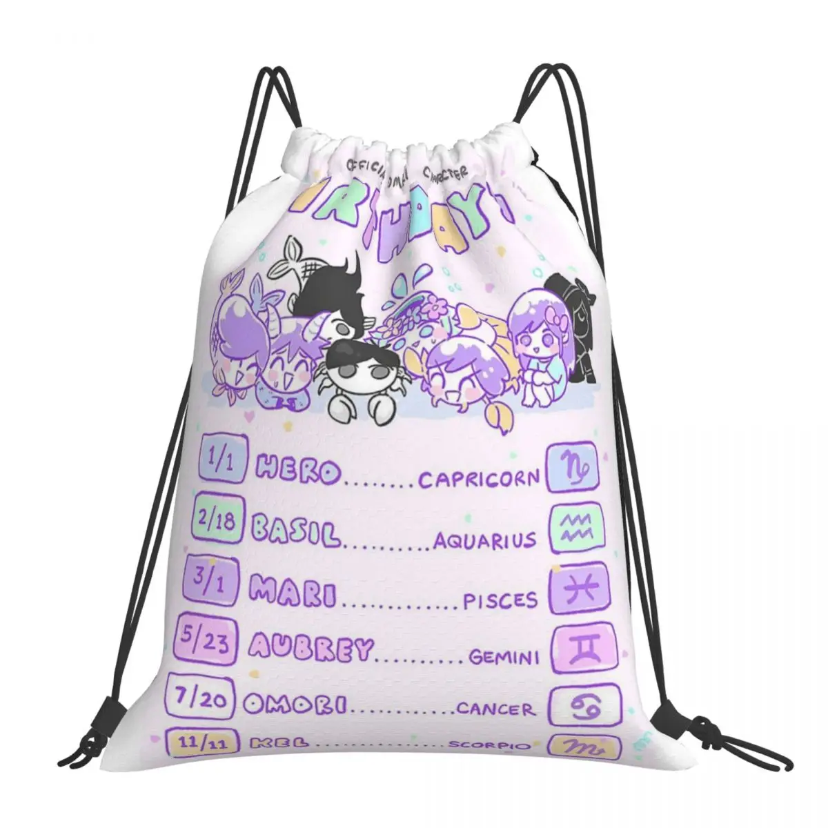 

Omori Anime Video Game Backpacks Portable Drawstring Bags Drawstring Bundle Pocket Storage Bag Book Bags For Man Woman Students