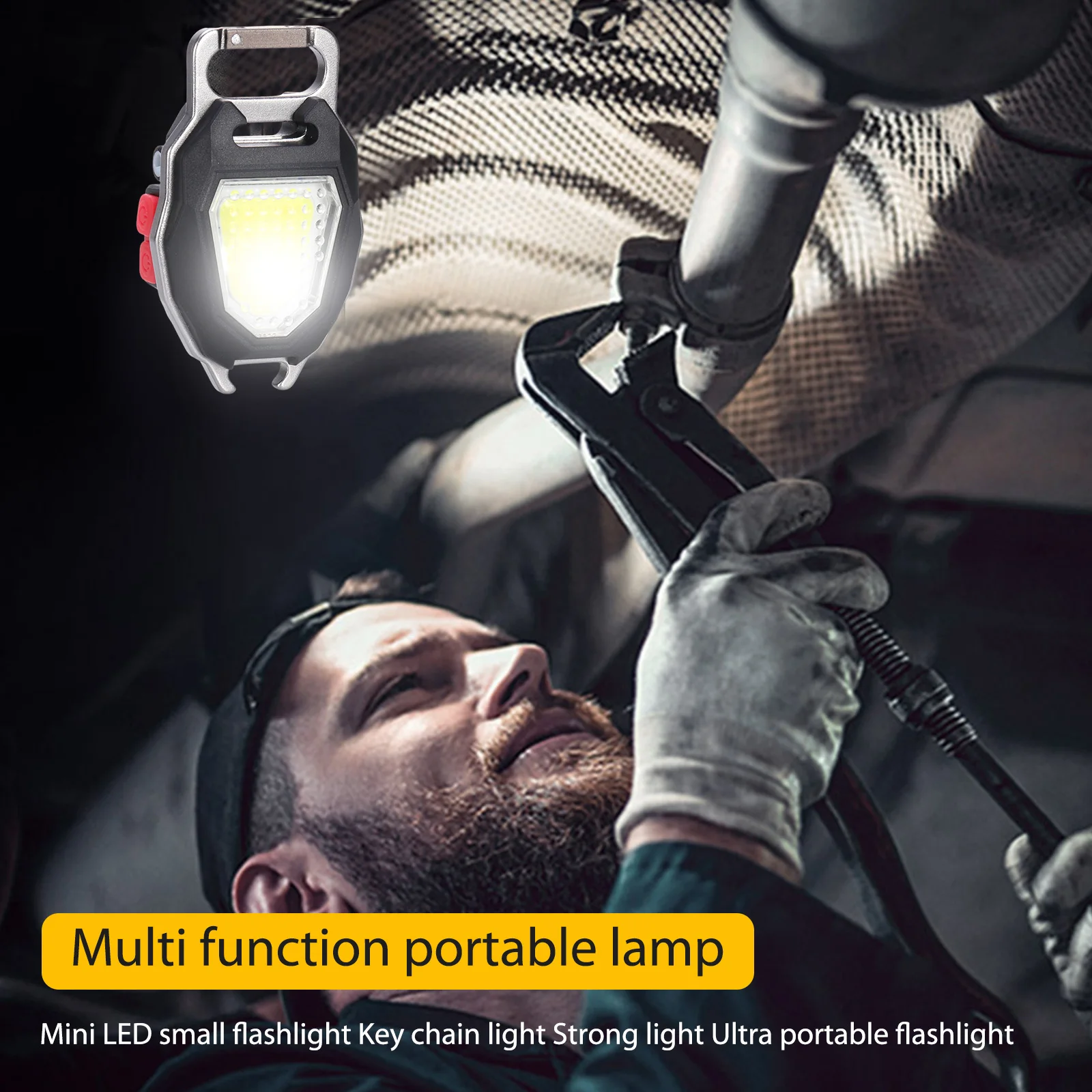 

Портативный брелок-лампа COB, многофункциональный карманный светодиодный мини-светильник, USB 500 лм, дисплей мощности, мАч, зажигалка для сигар...