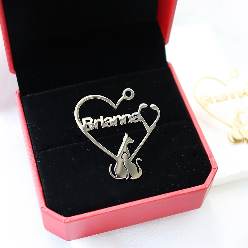 Брошь с именем на заказ логотипом собаки кошки питомца доктор булавка ювелирные