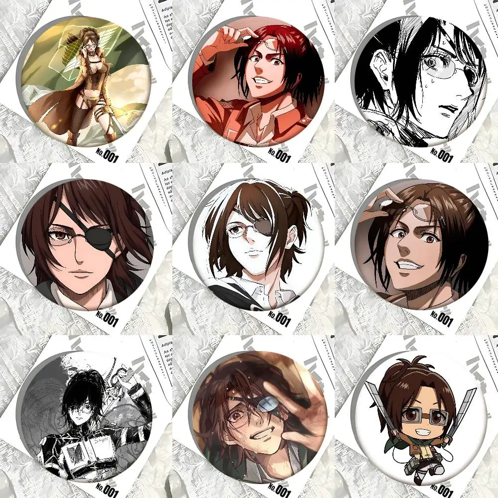 Фото Hange Zoe Attack On Titan аниме значки круглый значок жесть монета брошь одежда аксессуары для рюкзака булавка на лацкане №1