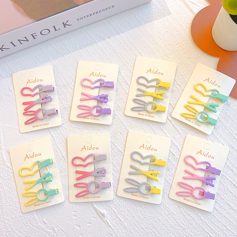 

3pc Korean Cute Gradient Hair Claw Side Clips Hairpin for Women Girls Kids Child Gift Party Hair Accessories Headwear Ornament