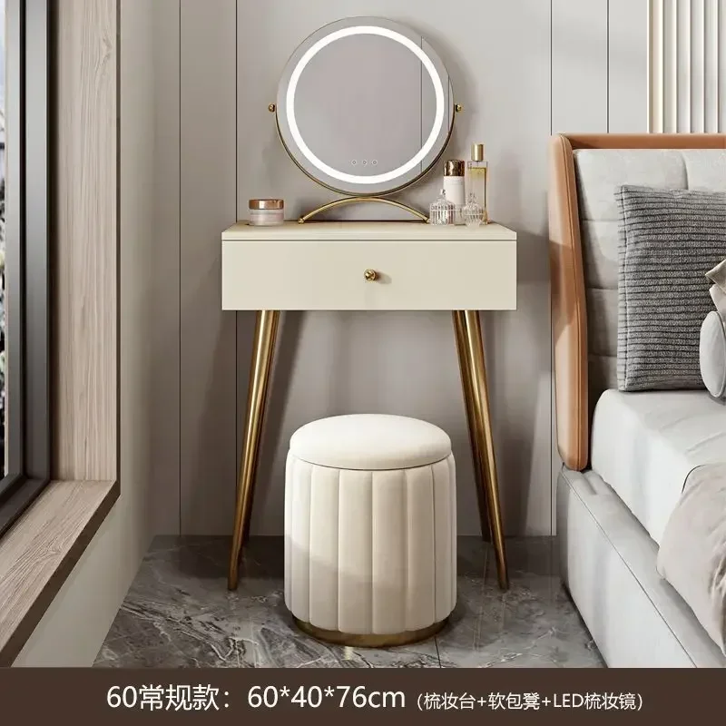Женский зеркальный комод бежевый водонепроницаемый белый туалетный столик для