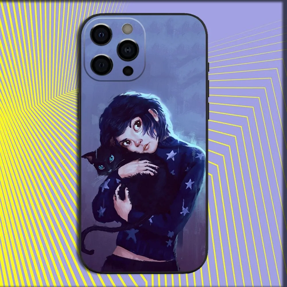 Чехол для телефона с рисунком ужасов C-Cora_lineS iPhone 16 15 14 13 12 11 Pro X XS Max XR Plus Mini Soft Black Cover