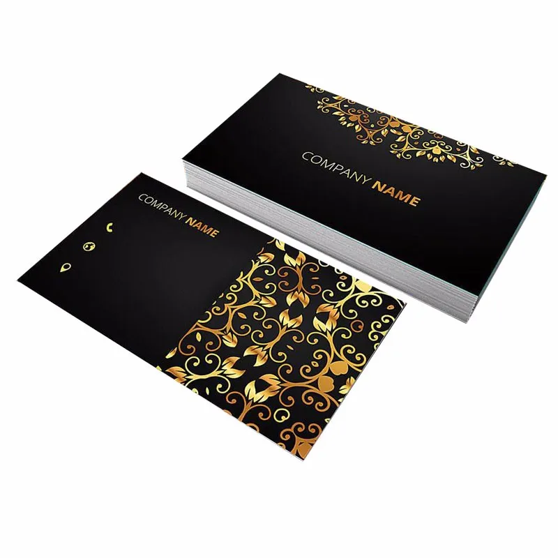 

Пользовательский дизайн, роскошная черная Золотая фольга, переработанная бумага, печать визитных карточек