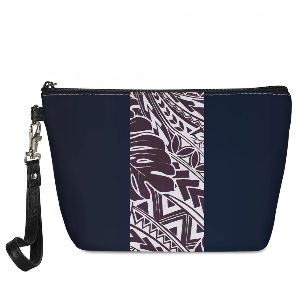 

Makeup Storage Pouch Polynesian Tribal Bag Hawaiian Black Monster Leaves Custom Make Up Print Women Zipper Bag Cosmetic Bag