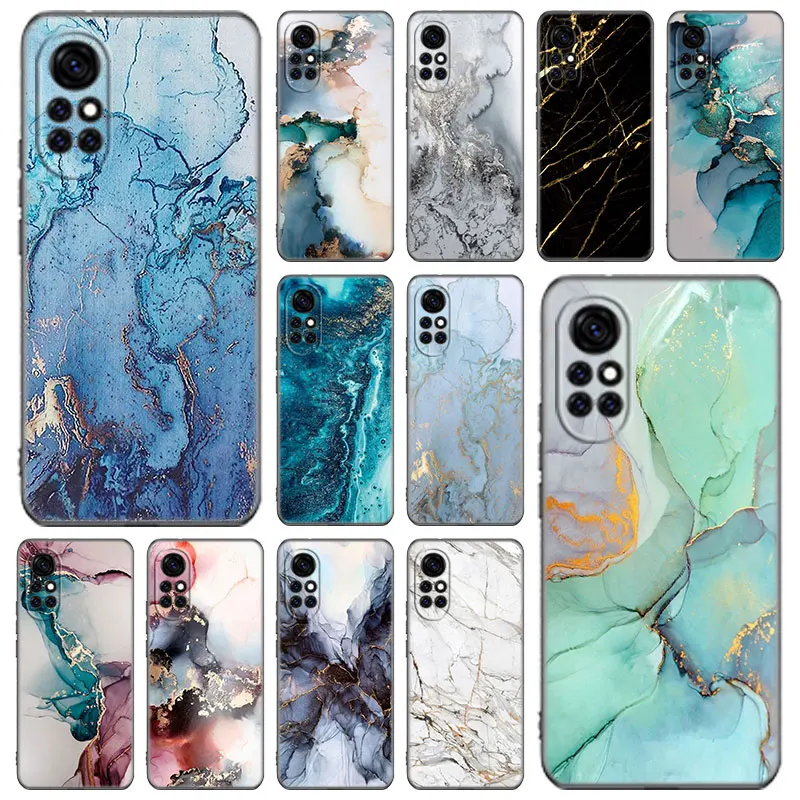 Чехол с акварельным мраморным узором для телефона Huawei Honor 60 50 SE 30S Mate 30 20 10 Lite 40 Nova 9 8