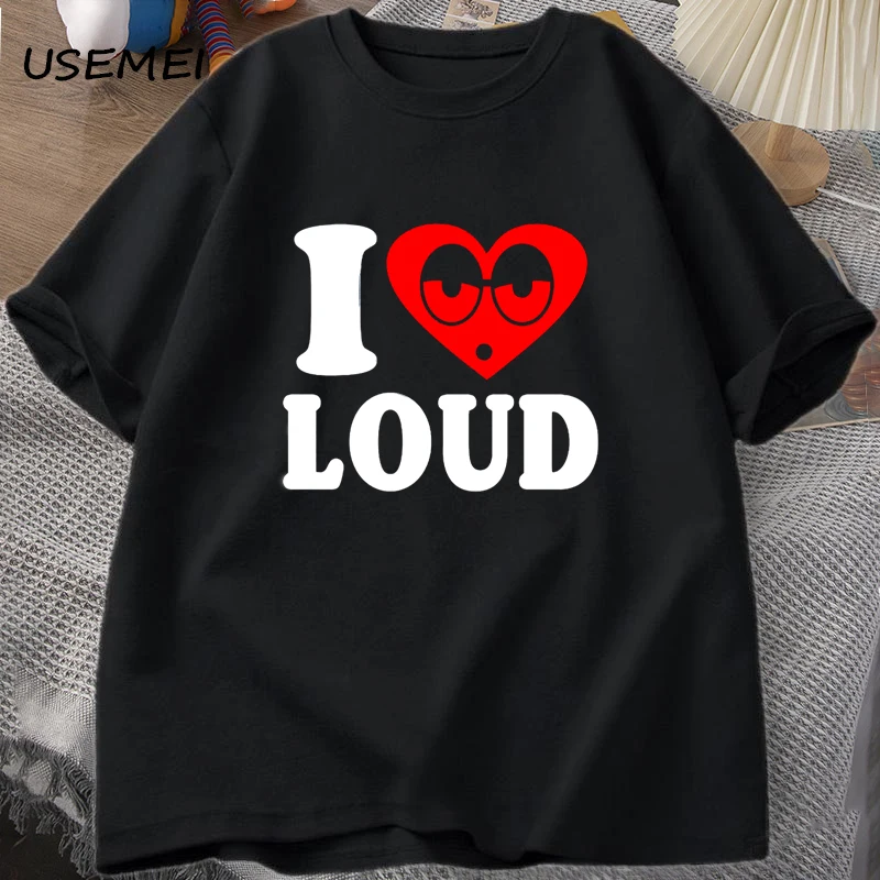 

Футболка мужская с надписью «I Love Loud», хлопковая рубашка с коротким рукавом, с круглым вырезом, в стиле хип-хоп, одежда для мужчин