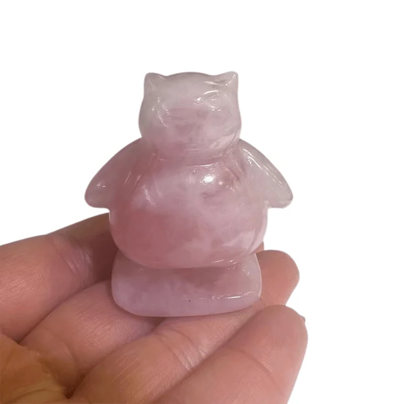 

Натуральный розовый кварц, ручная работа, мультяшный Пикачу, полированный кристалл, лечебный камень, домашний декор, креативные рождествен...