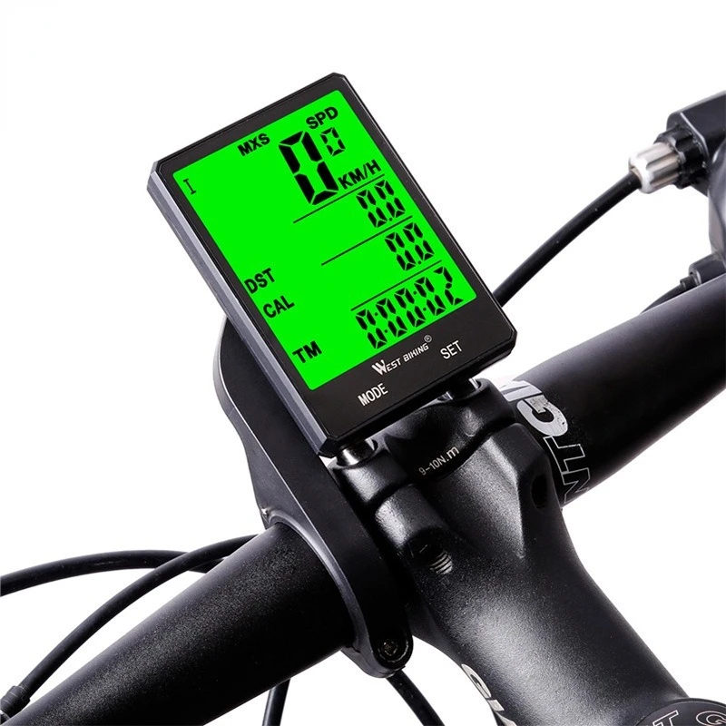 

Waterproof Bicycle Computer with Backlight Wireless Wired Large Screen English Waterproof Luminous Bike Odometer Stopwatch