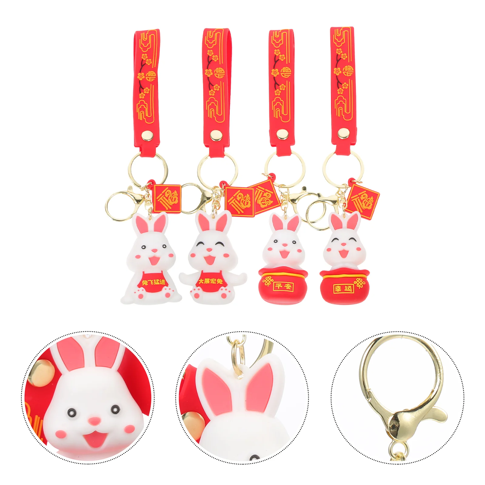 

Keychain Rabbit Year New Chinese Bunny Purse Charms Zodiac Lucky Pendant Keyring Key Decoration The Handbag Gift Keychains Decor