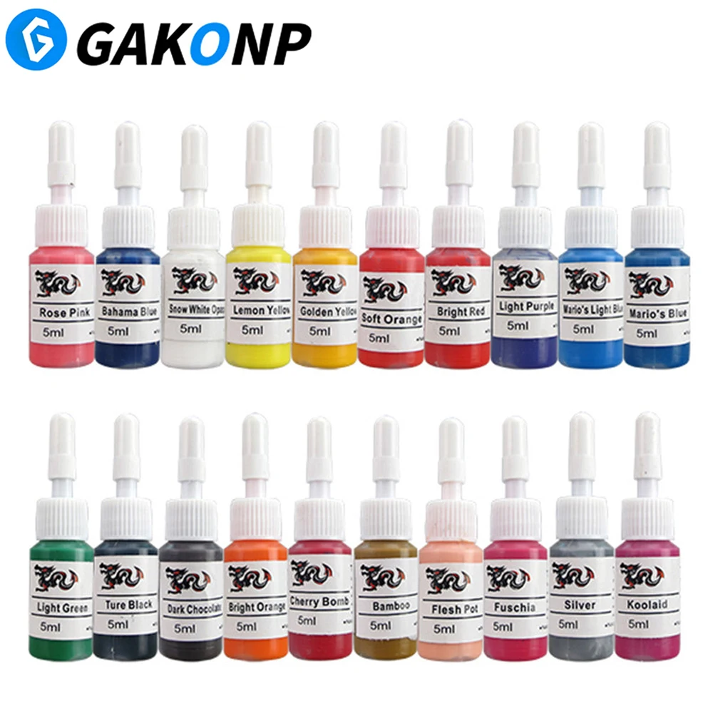 

7/14/20PCS Professional Tattoo Pigment Inks 5ML/Bottle Safe Half Permanent Tattoo Paints Supplies for Tattoo Art Free Shipping