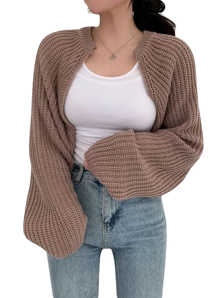 

Women Y2k Knit Shrug Cropped Top Long Sleeve Cardigan Vintage Solid Color Cropped Bolero Sweater Crochet Arm Warmer