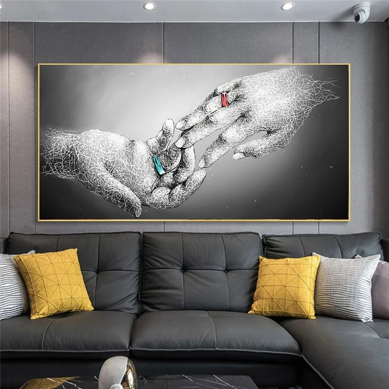 

Abstract Couples Hand in Hand Canvas Painting Modern Pop Art Posters and Prints Wall Art Picture for Living Room Home Decoration
