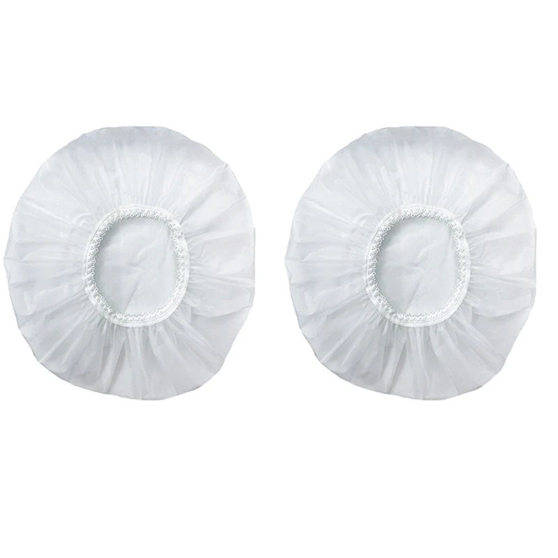

2Pcs Household Waterproof Shower Cap, Swimming Cap, Hotel Elastic Shower Cap Hair Set (White)