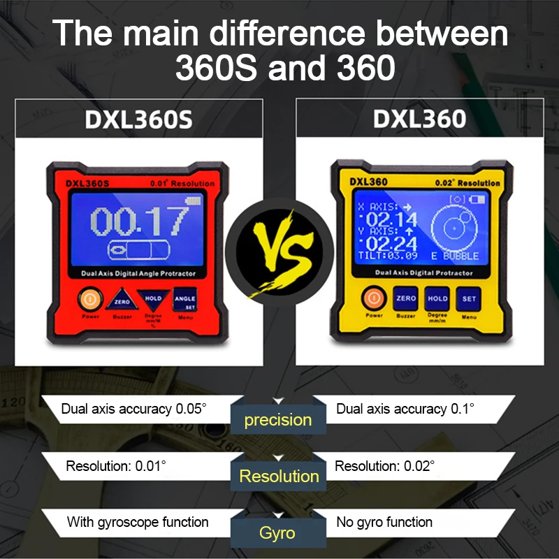 Высокоточный двухосный фотометр DXL360/S измеритель уровня угловой транспортир с
