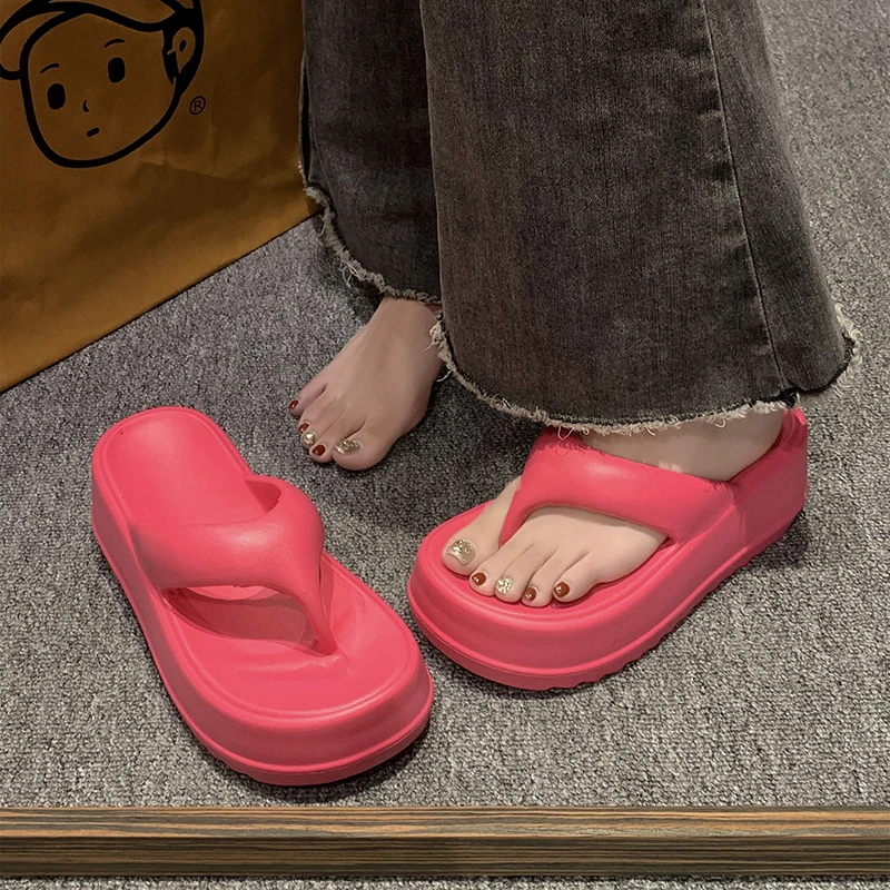 

2023 High Quality Women's Shoes Flip Flops Women's Slippers Summer Concise Casual Slippers Women Solid Platform Shoes Female