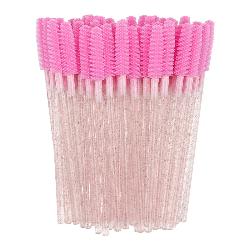 

50Pcs Crystal Eyelash Brushes Silicone Mascara Wands Applicator Diamond Makeup Eyebrow Brush Comb Eyelashes Extension Tool