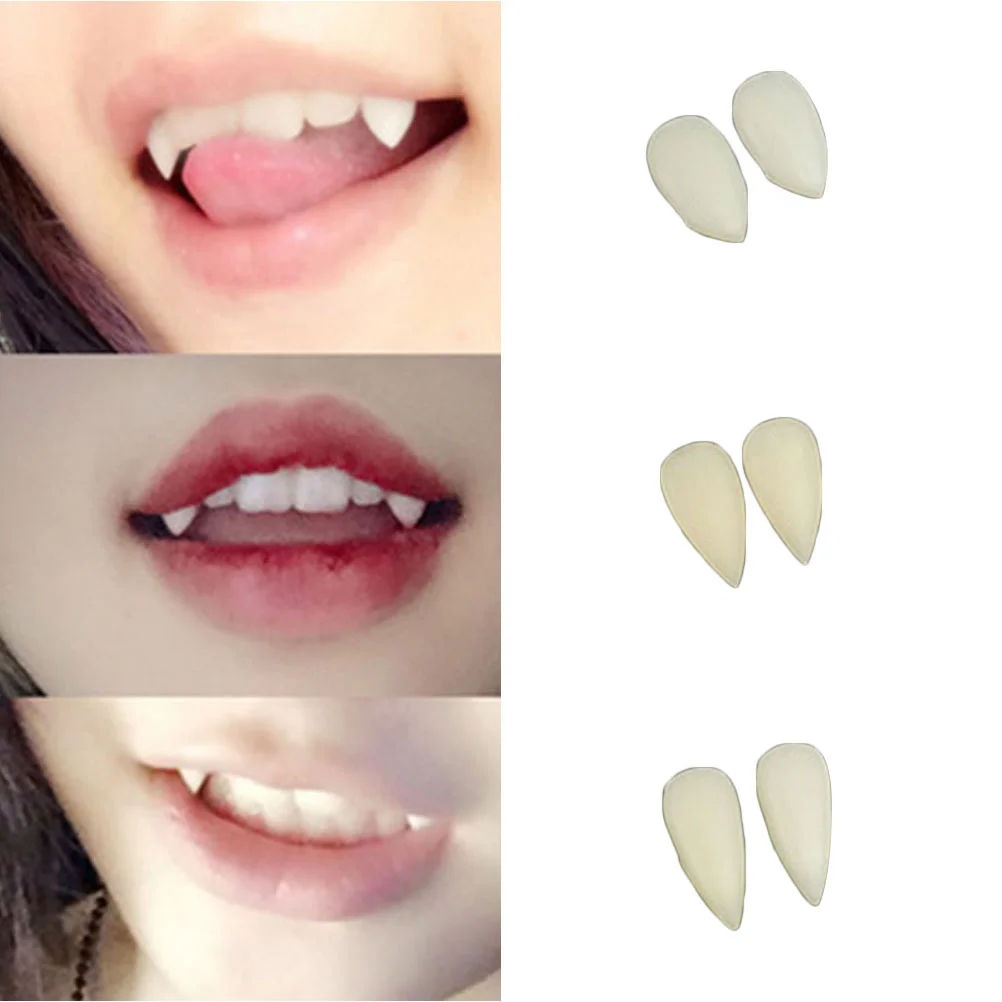 

3 Pairs Bulk Toys Werewolf Teeth Kids Costume Fangs Glue Makeup Toy Vampire Fangs Cosplay