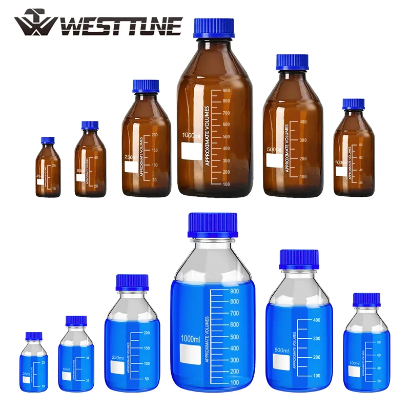 

Лабораторные колбы Westtune GL45 коричнево-прозрачные 25-1000 мл