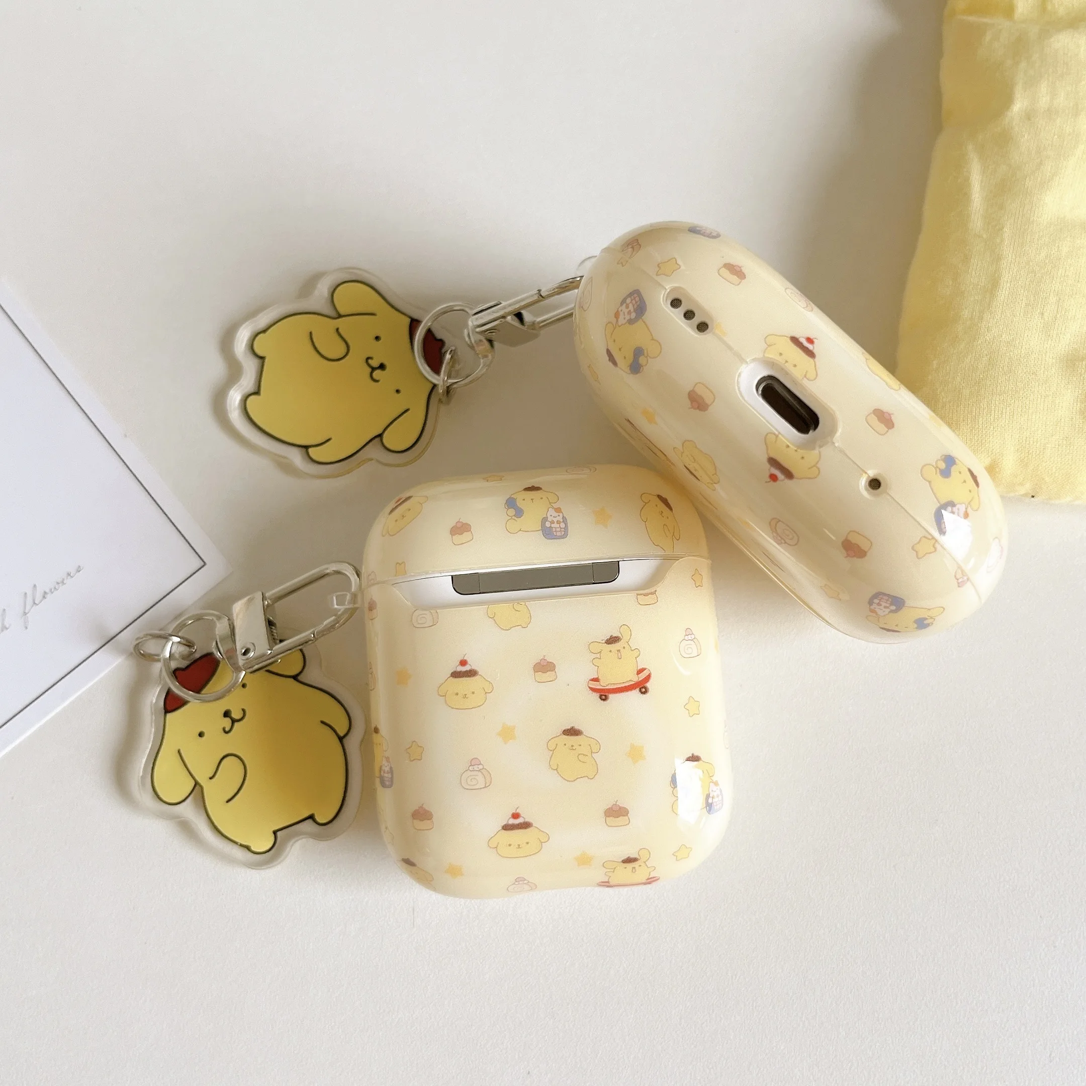 Милый мультяшный чехол для наушников Pom Pom Purin для AirPods 4123Pro2Pro3, противоударный защитный чехол для женщин и девочек (art.: 3920dbb90dbce) - 3920dbb90dbce