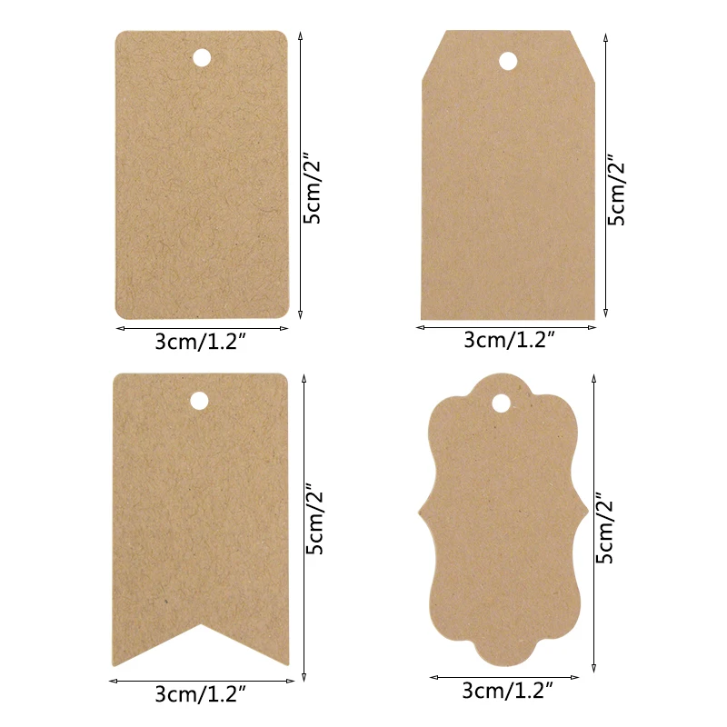 100pcs Retro Kraft Blank Rectangle Label Hang Tag Paper Handmade Card Price Wrap Ornament Gift Box Bag Decoration |