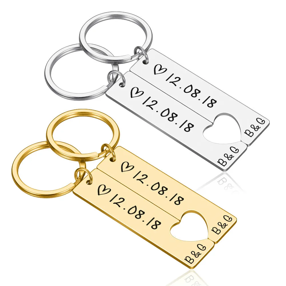 Customized Couples Keychain Boyfriend Girlfriend Keyring Husband Anniversary Valentine Day Gift Pinky Promise Women Men KeyChain