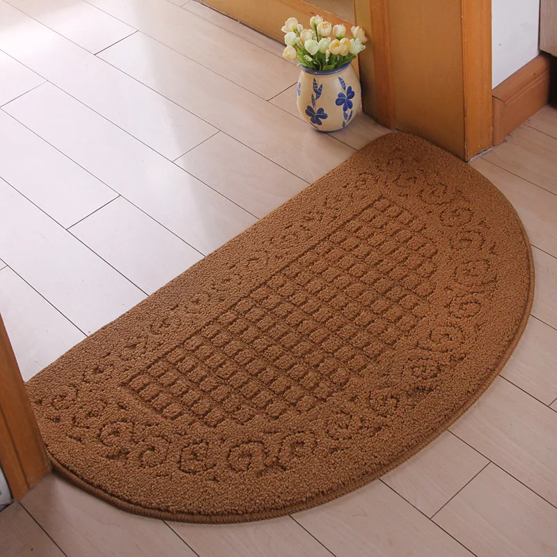 

1Pcs 50x80cm Luxury Bedroom Semicircle Mat Jacquard Carpet Non-Slip Mat Living Room Bathroom Kitchen Toilet Door Mat