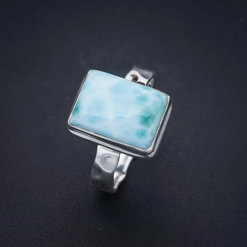 

StarGems Larimar искусственное серебряное кольцо ручной работы 10 F1470