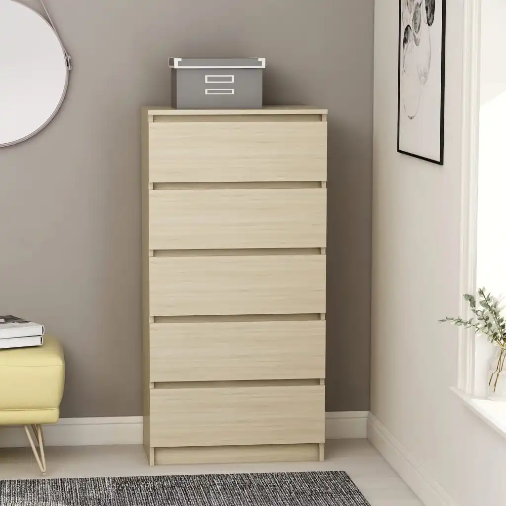 

Buffets and Drawer Sideboard Cabinet with Storage Home Modern Decor Sonoma Oak 23.6"x13.7"x47.6" Chipboard