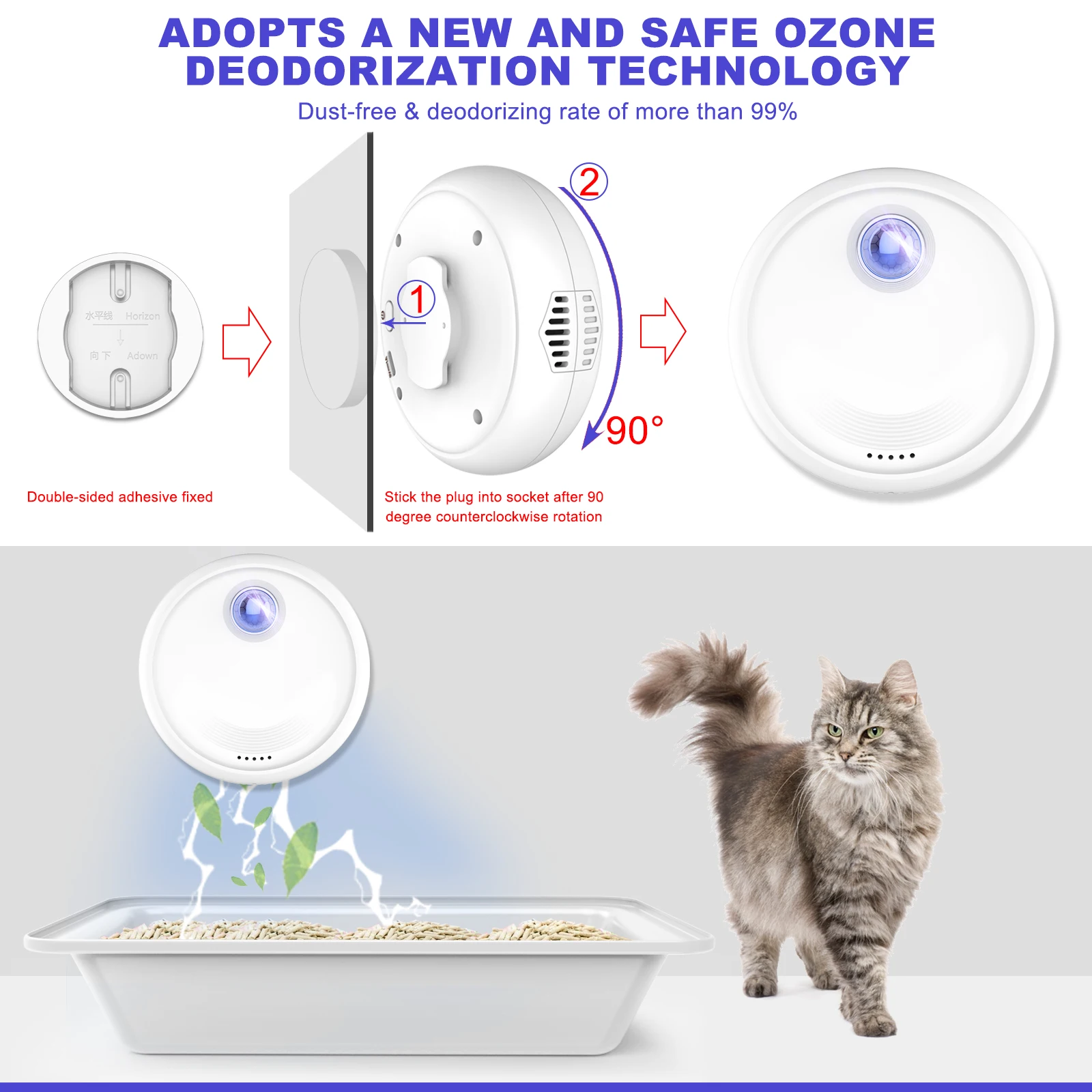 

Smart Cat Odor Purifier For Cats Litter Box Deodorizer Pet Dog Toilet Rechargeable Air Cleaner Pets Deodorization Sterilization