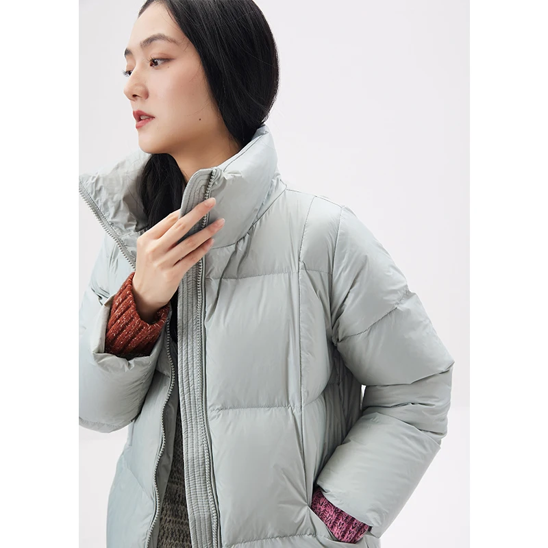 High-quality Puffer Jacket Women  90%  White Goose Down  Casual  Winter  Jacket Women  Wide-waisted  Zipper  Pockets