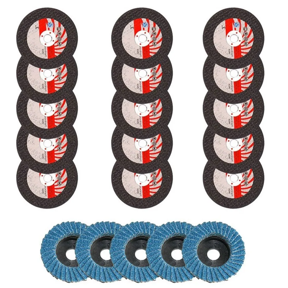 

15 режущих дисков 75 мм + 5 плоских откидных дисков, шлифовальный круг для угловой шлифовальной машины для резки и полировки керамической плит...
