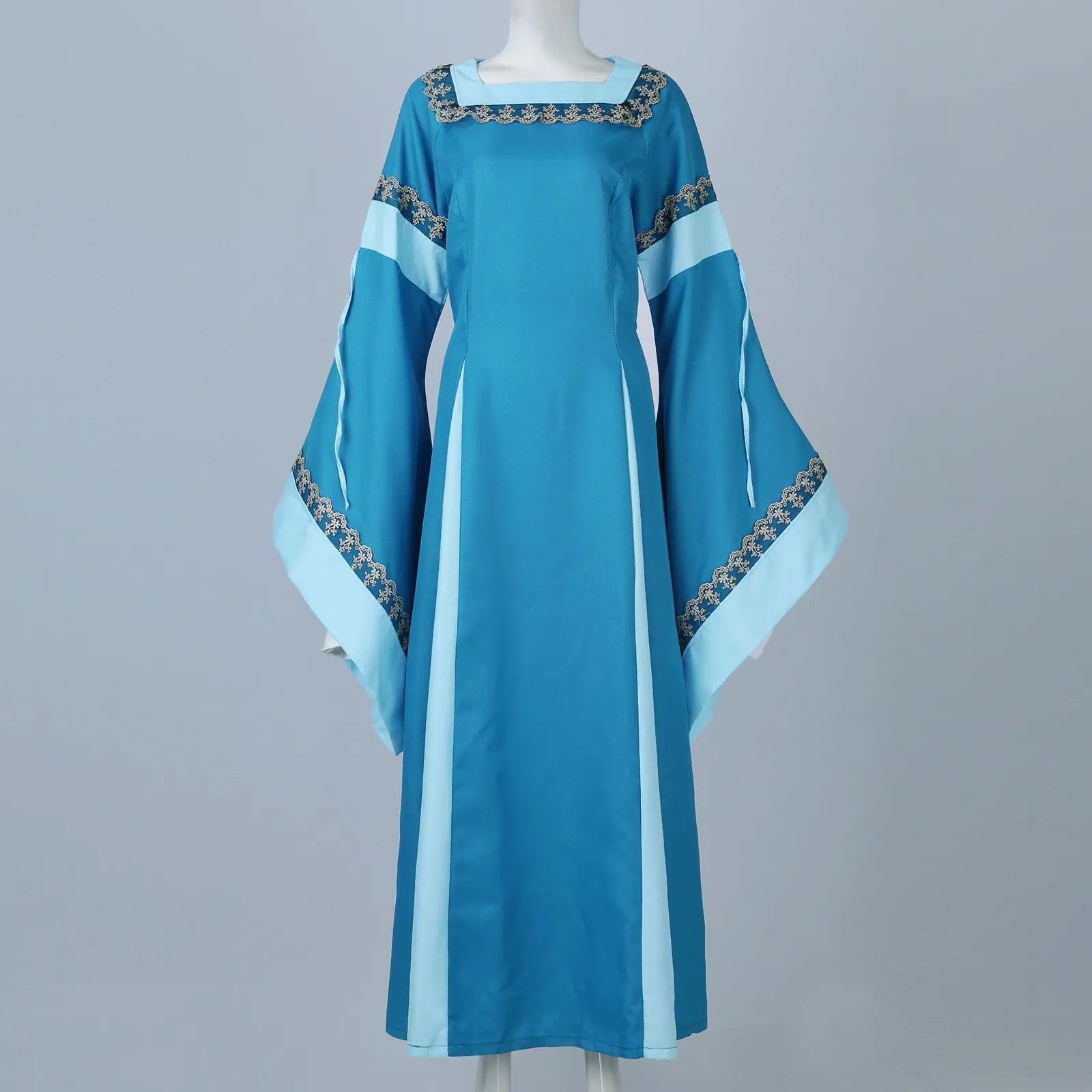 

Женское платье с длинным рукавом, элегантное винтажное кружевное платье с квадратным вырезом в средневековом королевском стиле эпохи Возрождения