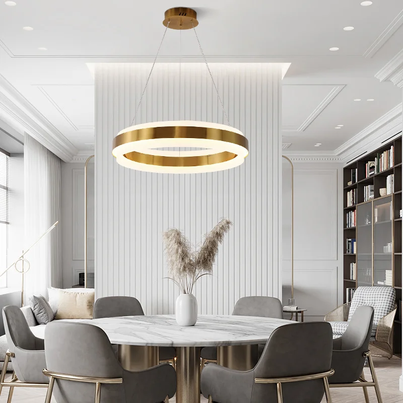 

Nordic restaurant LED chandeliers Creative personality Modern simplicity Fashion circular living room Front desk lamps