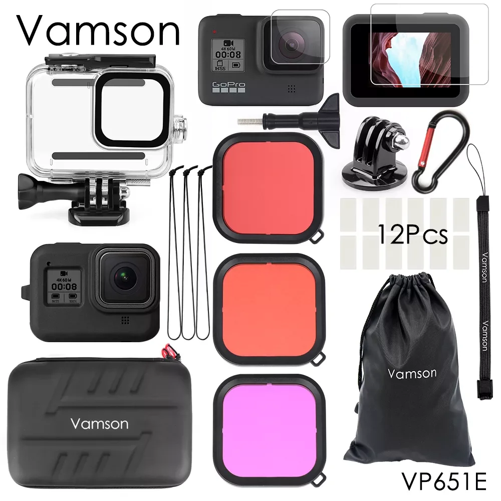

Vamson for GoPro Hero 8 Black 45m Underwater Waterproof Case Diving Protective Cover Housing Mount for Go Pro 8 Accessory VP651