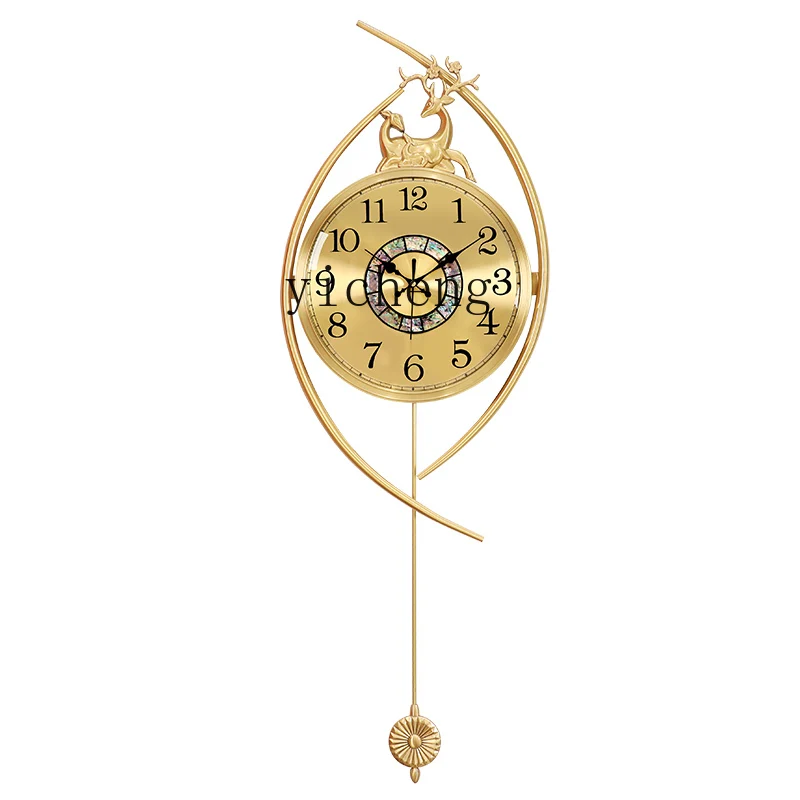 

XL Pure Brass Light Luxury Wall Clock Living Room Atmospheric Wall Hanging Clock Simple and High-End Pendulum Clock