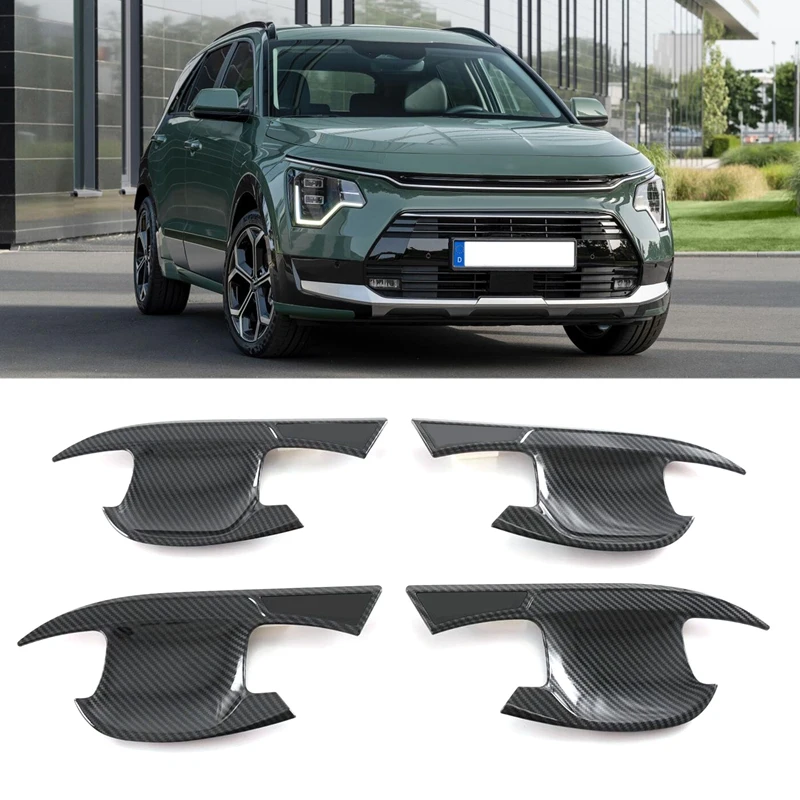 

For Kia NIRO 2022 Carbon Fiber Car Door Handle Bowl Protection Cover Trim Decoration