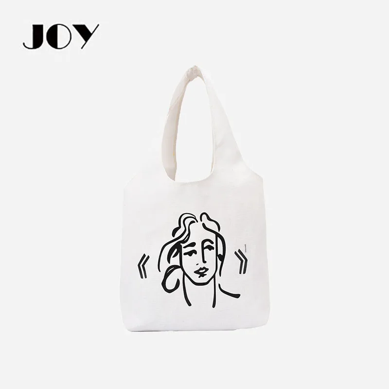 

JOY 2022 Spring and Summer Fashion Creative Cotton Casual Shopping Bag Printing Student Shoulder Bag Advertising Portable Canvas