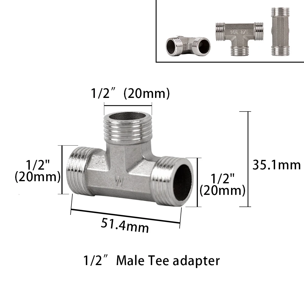 

Металлический тройник 1/2" 3/4" BSP