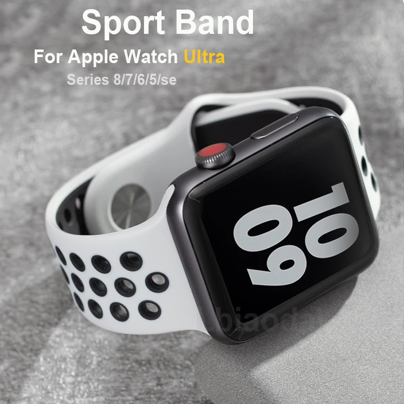 Strap For Apple Watch band 44mm 40mm 45mm 41mm 38mm 42mm 40 45 44 mm Silicone Sport Bracelet iWatch Series Ultra 8 SE 7 6 5 4 3