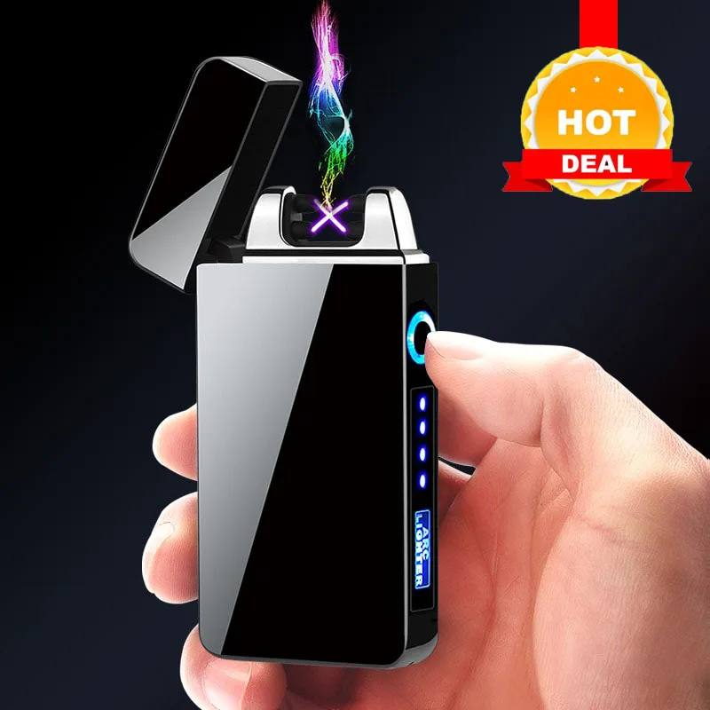 

Best USB Rechargeable Dual Arc Pulse Windproof Lighter Personalized Dragon Figure Portable High Power Lighter LED Power Visible