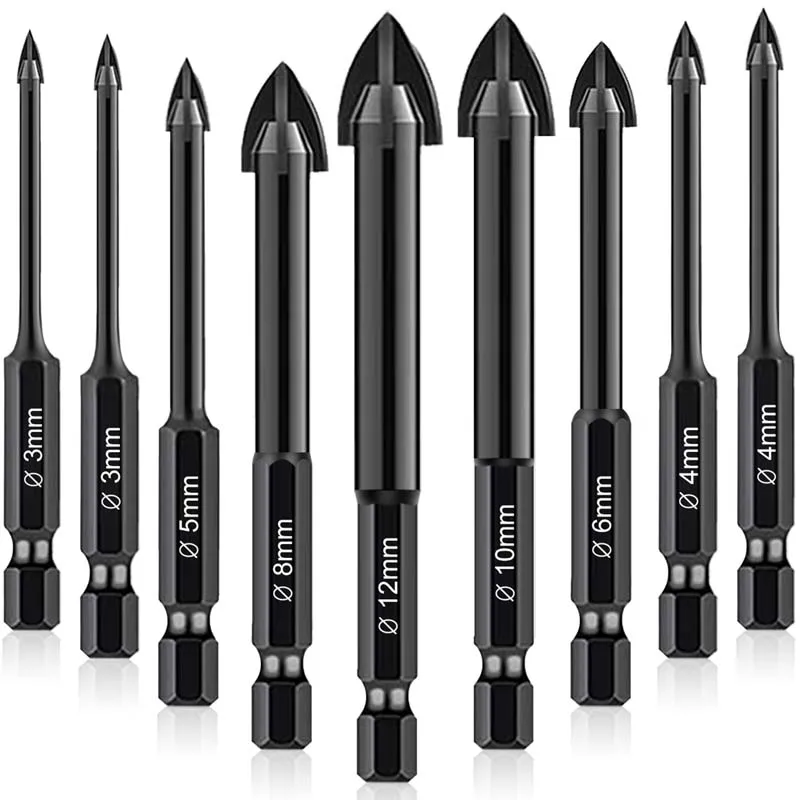 

Wholesale Hexagonal Cross Tile Drill Glass Ceramic Concrete Cement Wall Hole Opener Alloy Triangular Drill Bit Woodworking Tool